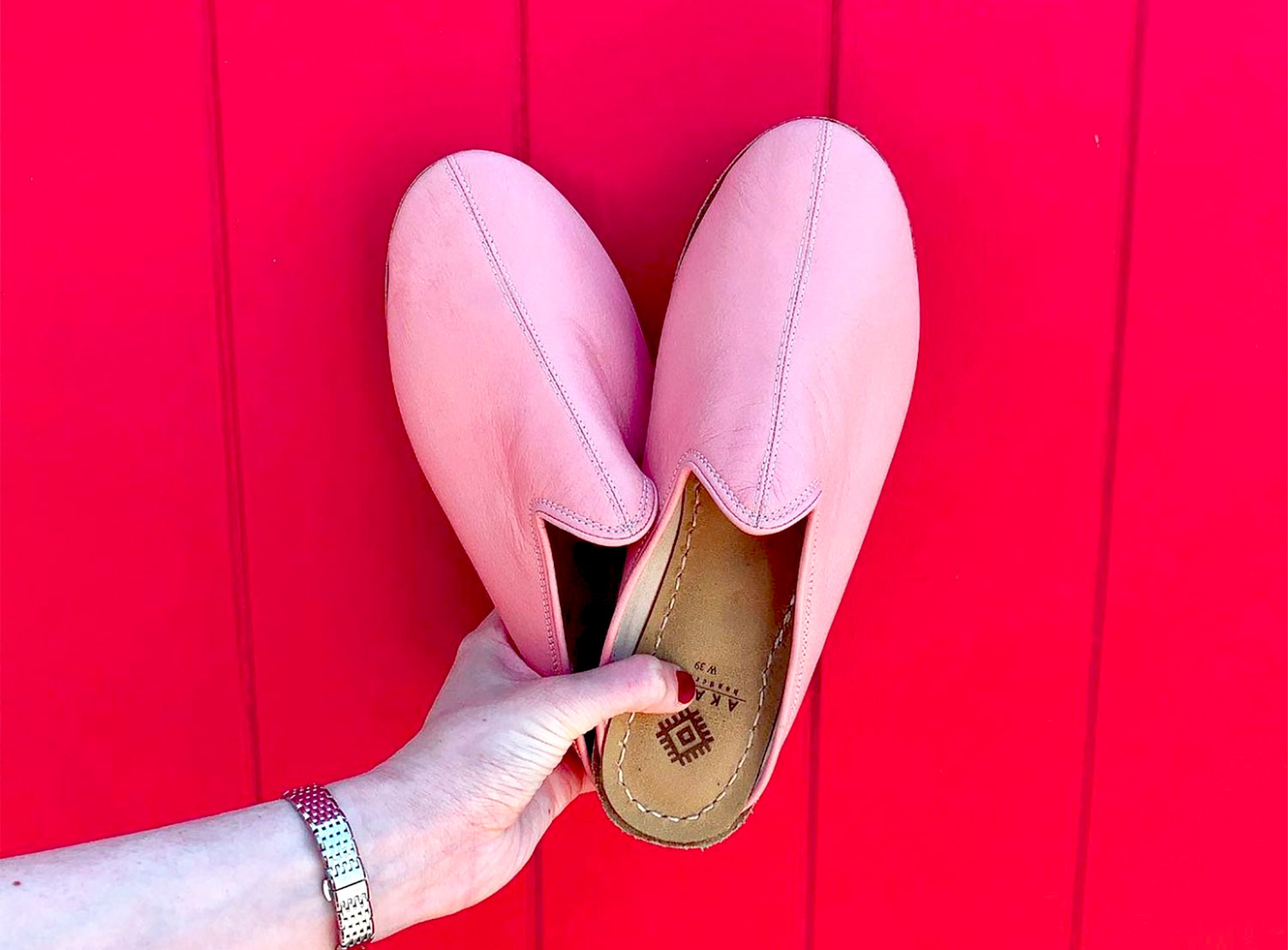 Blush Leather Mules